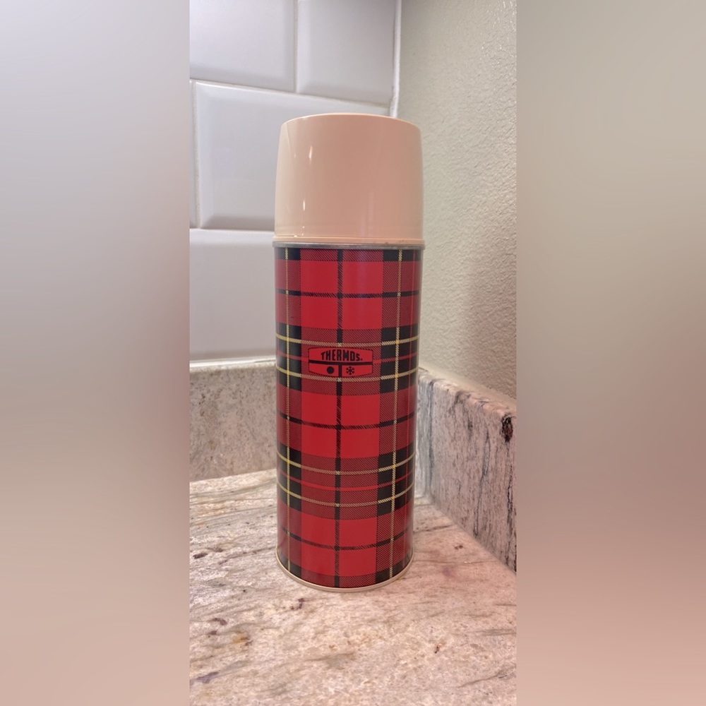Vintage Red Tartan Plaid Thermos
